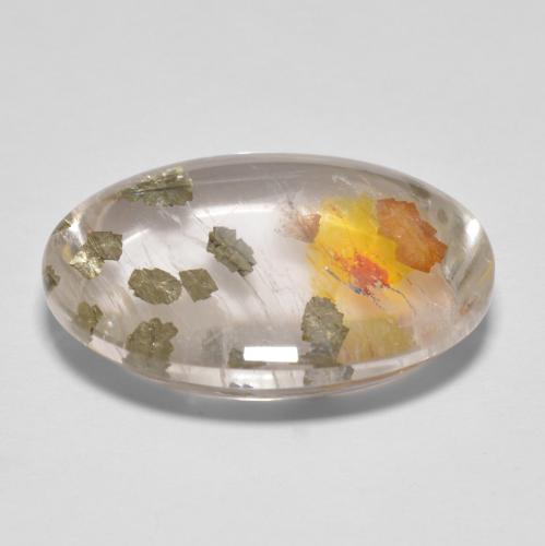 17.03カラットの天然マルチカラー白鉄鉱のクォーツ、オーバルカット、透明