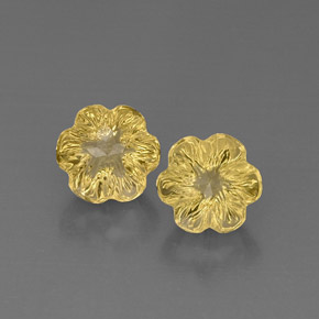 カラットの天然レモンクォーツ（9.8×9.3 mm・フラワーカット）