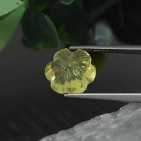 3.43カラットの天然ミディアムイエロークォーツ（9.9×9.8 mm・フラワーカット）