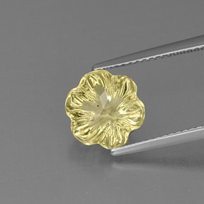 2.98カラットの天然レモンクォーツ（9.6×9.1 mm・フラワーカット）