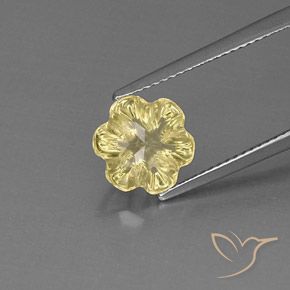 2.60ct 天然 薄いイエロー 石英, フラワーカット, 透明