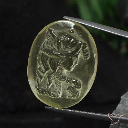 30.11ct 天然 ライトイエロー 石英, 楕円形, 透明