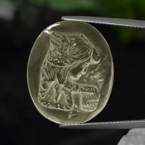 19.40カラットの天然淡い緑がかった黄色クォーツ（24.3×20.2 mm・オーバルカット）