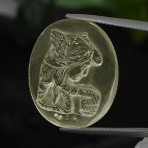 19.40カラットの天然淡い緑がかった黄色クォーツ（24.3×20.2 mm・オーバルカット）