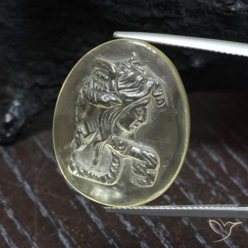 23.79ct 天然 ライトイエロー 石英, 楕円形, 透明