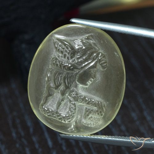 25.39ct 天然 ライトグリーンがかったイエロー 石英, 楕円形, 透明