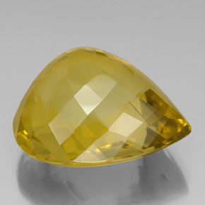 125.20カラットの天然レモンクォーツ（36.6×34.2 mm・洋梨の形）