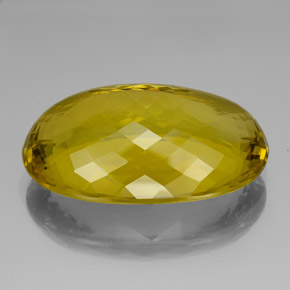 128.95カラットの天然レモンクォーツ（42.7×27.6 mm・オーバルカット）