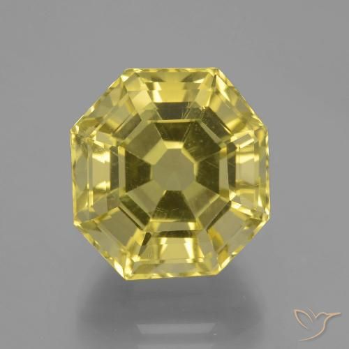 13.69ct 天然 ライトイエロー 石英, エメラルドカット, VVS
