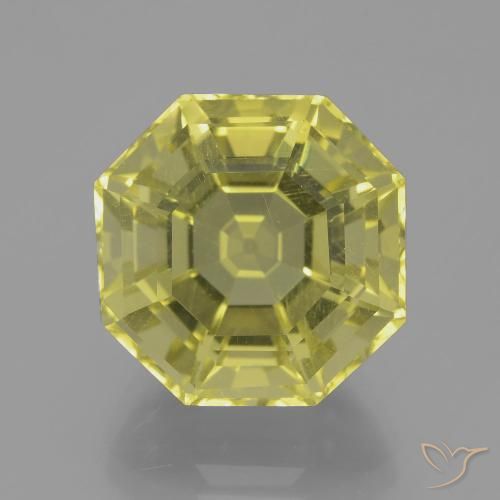 12.65ct 天然 薄いイエロー 石英, エメラルドカット, VVS