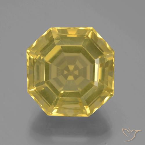 13.50ct 天然 ライトイエロー 石英, エメラルドカット, VVS-VS