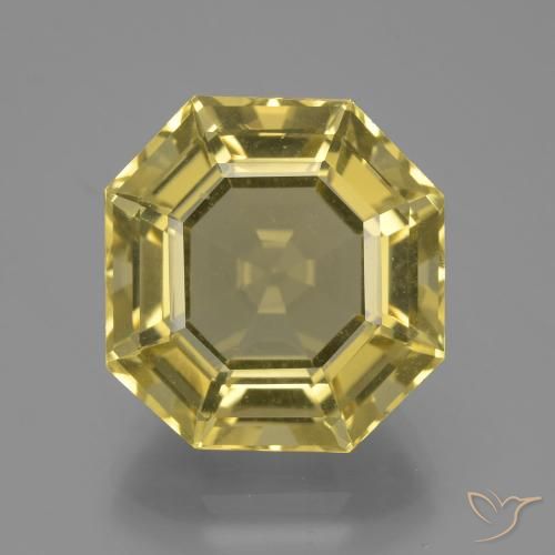 13.83ct 天然 薄いゴールデンイエロー 石英, エメラルドカット, VVS