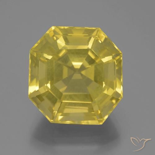 14.80ct 天然 ライトイエロー 石英, エメラルドカット, VVS-VS