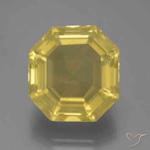 13.51ct 天然 ライトイエロー 石英, エメラルドカット, VVS-VS
