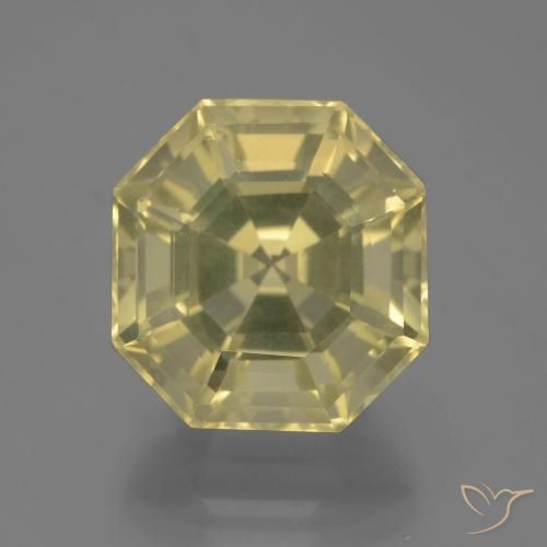 13.37ct 天然 薄いイエロー 石英, エメラルドカット, VVS