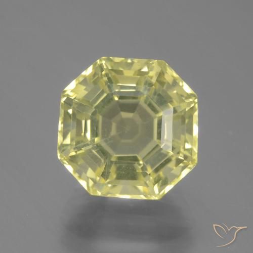 4.42ct 天然 ミディアムイエロー 石英, エメラルドカット, VVS-VS