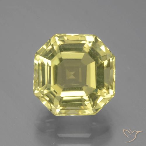 4.93ct 天然 薄いイエロー 石英, エメラルドカット, VVS-VS