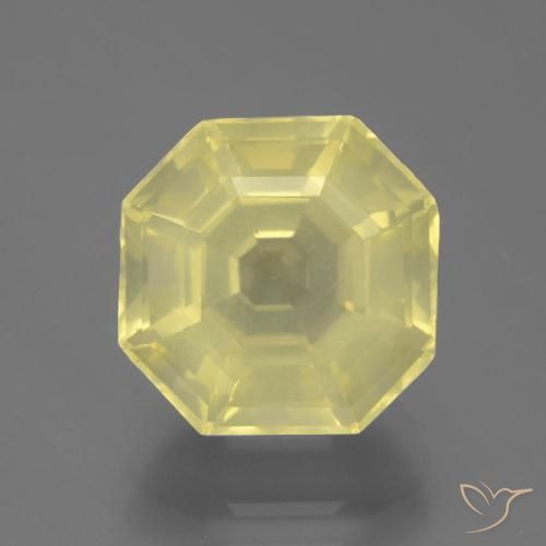 4.90ct 天然 薄いイエロー 石英, エメラルドカット, VS