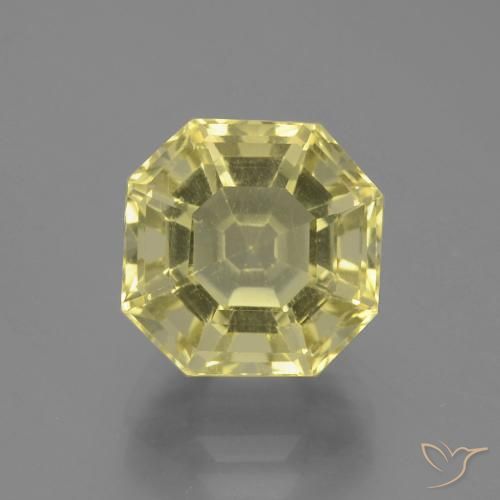 3.94ct 天然 薄いイエロー 石英, エメラルドカット, VVS-VS
