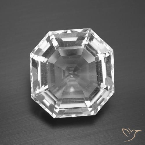 13.33ct 天然 クリアホワイト 石英, エメラルドカット, VVS-VS