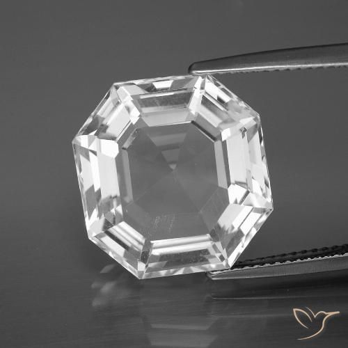 13.13ct 天然 クリアホワイト 石英, エメラルドカット, VVS-VS