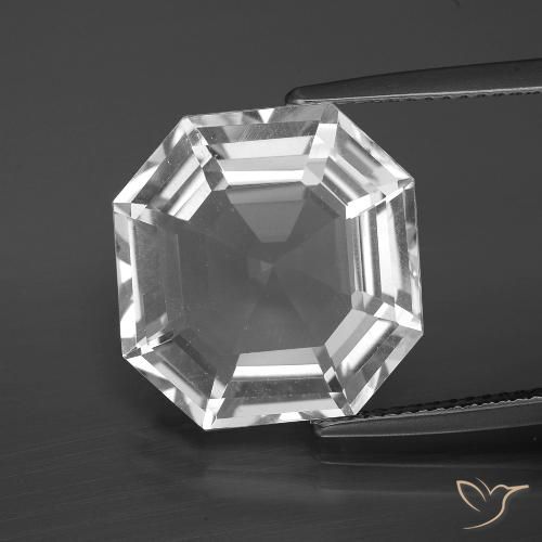 11.84ct 天然 クリアホワイト 石英, エメラルドカット, VVS