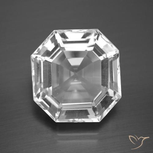 13.29ct 天然 クリアホワイト 石英, エメラルドカット, VVS-VS
