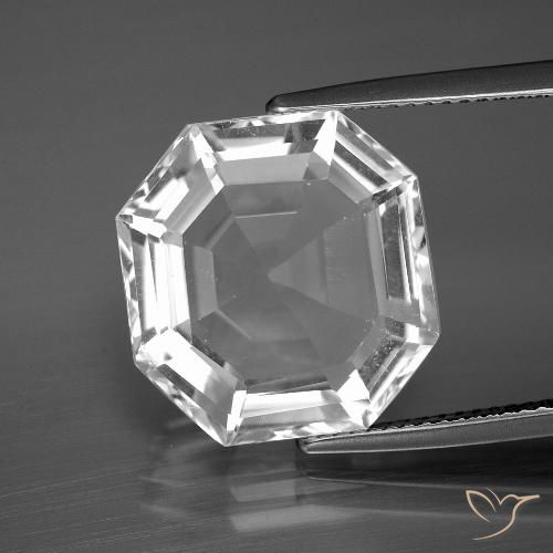 11.90ct 天然 クリアホワイト 石英, エメラルドカット, VVS