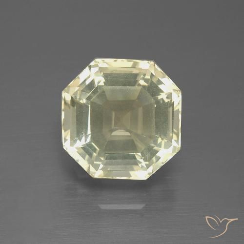 5.08ct 天然 薄いイエロー 石英, エメラルドカット, VVS-VS