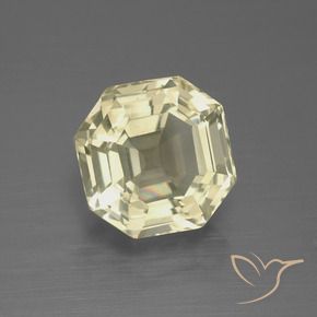 5.08カラットの天然薄いイエロー石英、八角形 / エメラルドカット、VVS-VS
