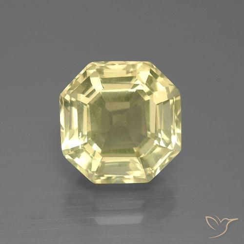 5.27ct 天然 薄いイエロー 石英, エメラルドカット, VVS-VS