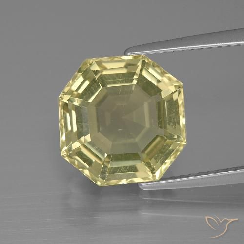 5.60ct 天然 ラグナイエロー 石英, エメラルドカット, VVS-VS