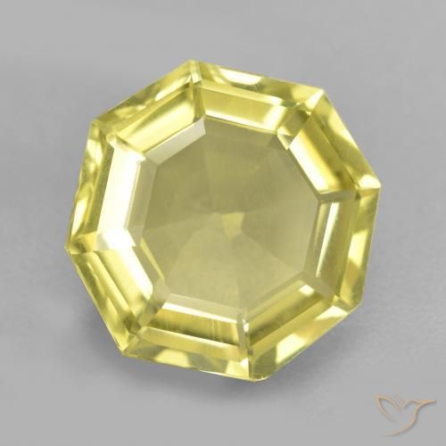 5.01ct 天然 ミディアム薄いイエロー 石英, エメラルドカット, VS