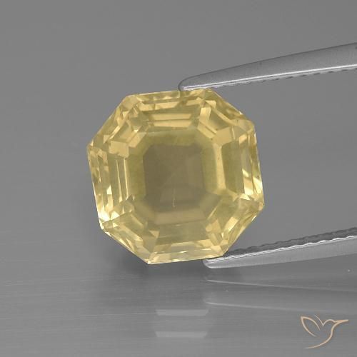 5.31ct 天然 ウォームイエロー 石英, エメラルドカット, VS