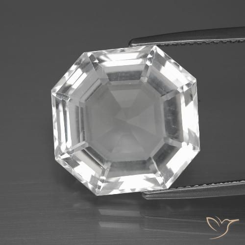 12.10ct 天然 クリアホワイト 石英, エメラルドカット, VVS