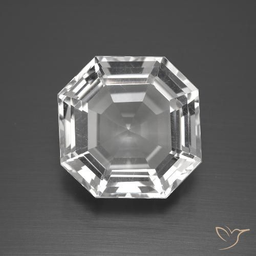 12.93ct 天然 クリアホワイト 石英, エメラルドカット, VVS