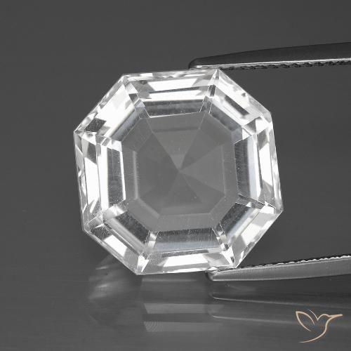 12.26ct 天然 クリアホワイト 石英, エメラルドカット, VVS-VS