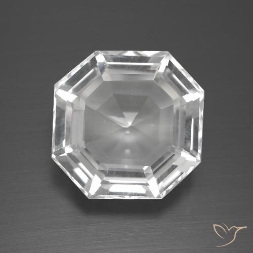 12.29ct 天然 クリアホワイト 石英, エメラルドカット, VVS-VS