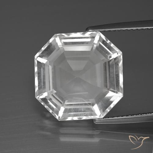 12.34ct 天然 クリアホワイト 石英, エメラルドカット, VVS