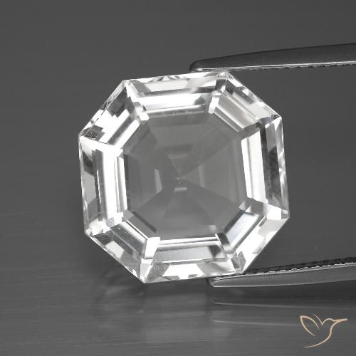 12.21ct 天然 クリアホワイト 石英, エメラルドカット, VVS