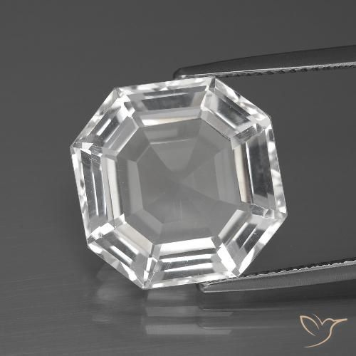 12.51ct 天然 クリアホワイト 石英, エメラルドカット, VVS