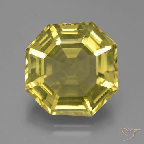 16.14ct 天然 ミディアムイエロー 石英, エメラルドカット, VVS-VS