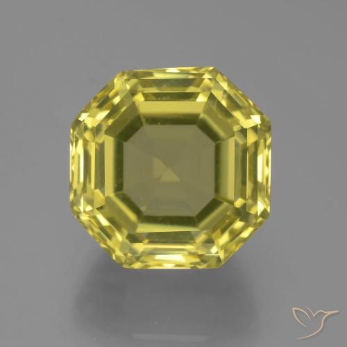 17.30ct 天然 パイナップルイエロー 石英, エメラルドカット, VVS