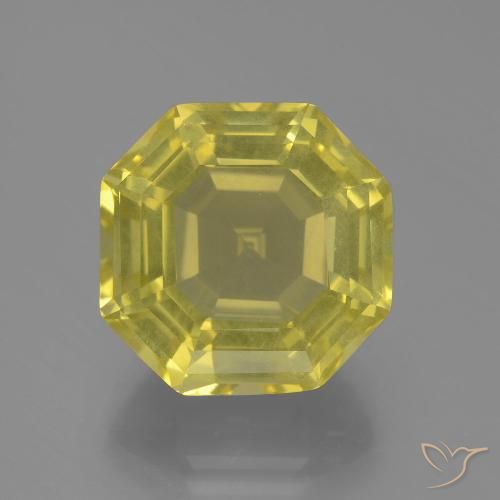 16.24ct 天然 ミディアムイエロー 石英, エメラルドカット, VS
