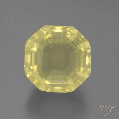 17.33ct 天然 ライトイエロー 石英, エメラルドカット, VS