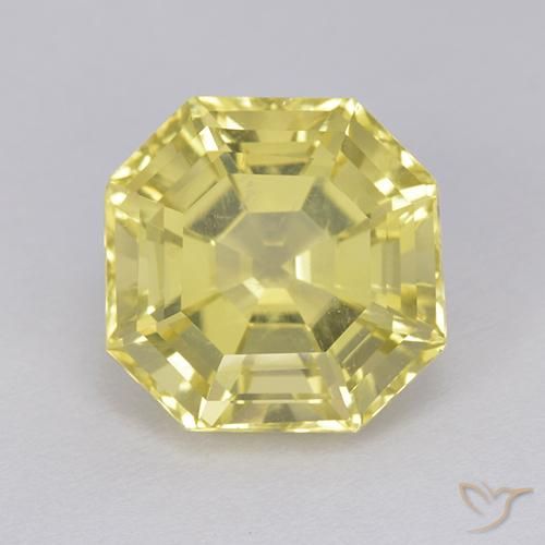 6.06ct 天然 ライトイエロー 石英, エメラルドカット, VS