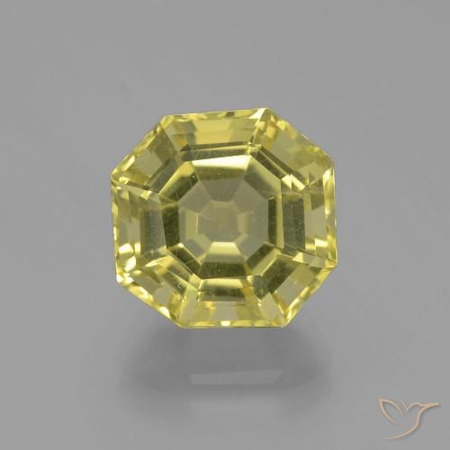 6.22ct 天然 ミディアムイエロー 石英, エメラルドカット, VS