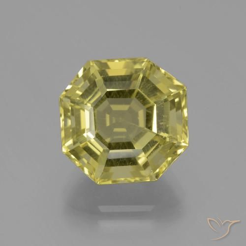 6.58ct 天然 薄いイエロー 石英, エメラルドカット, VVS
