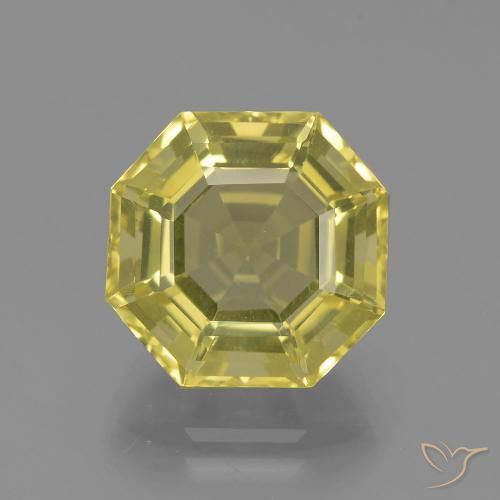 7.77ct 天然 茶色がかった黄色 石英, エメラルドカット, VVS