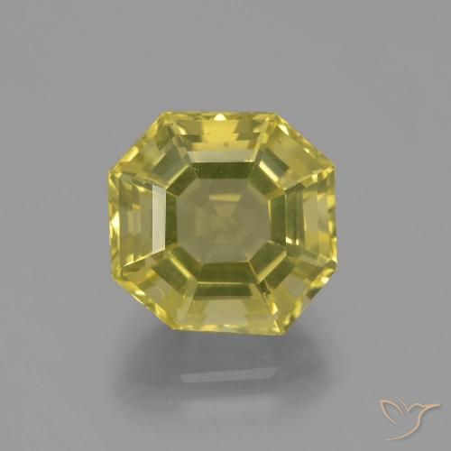 6.08ct 天然 深い黄色 石英, エメラルドカット, VVS